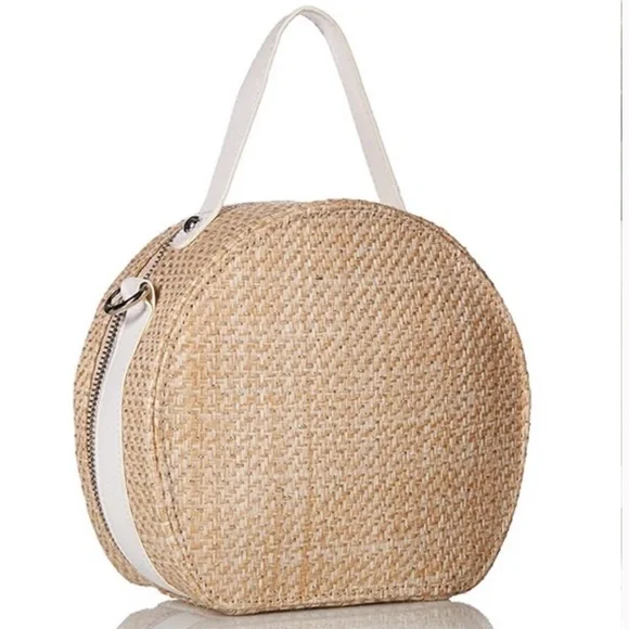 NWT Sam Edelman Beach Straw Crossbody with White Straps - Picture 2 of 8